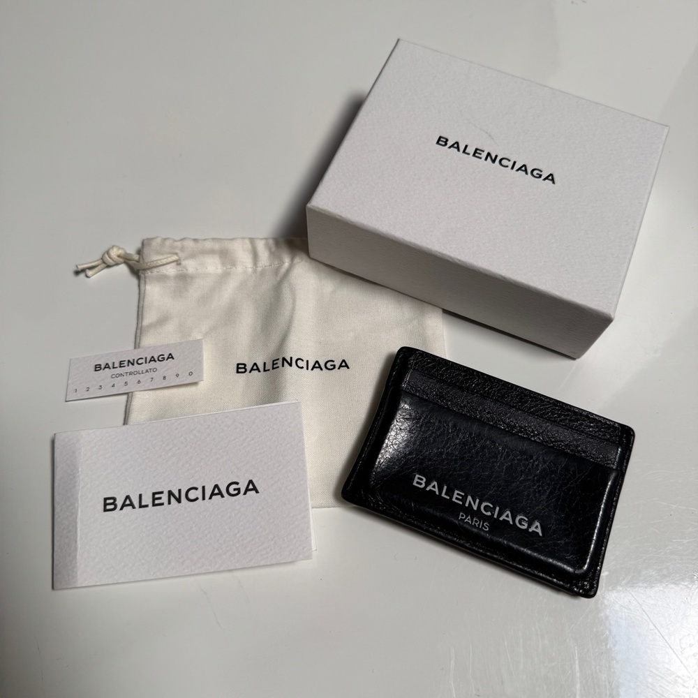 Balenciaga Black Leather Card Holder Mens Wallet - Picture 6 of 7